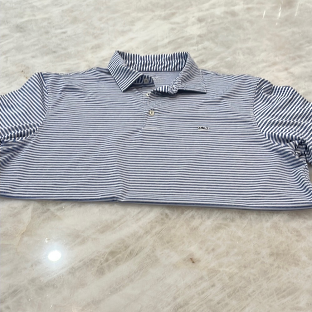 Vineyard Vines Men's Blue Striped Polo Shirt